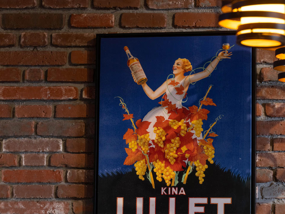 Interior photo of a poster in the restaurant
